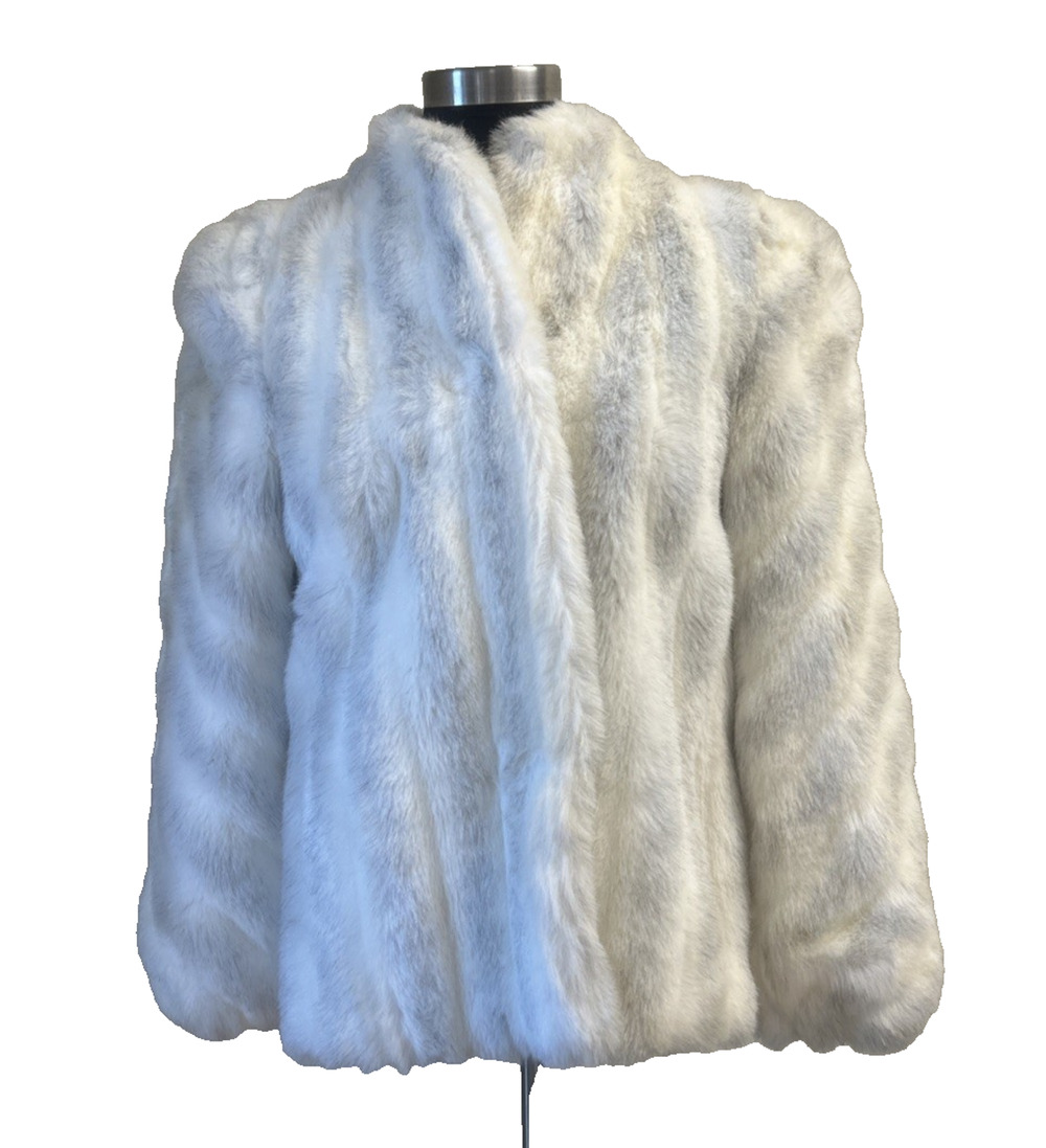 Vintage Glenoit Faux Fur Coat Ivory Old Hollywood Glam Mob Wife Made USA Small